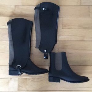 Melissa 2 in 1 black rubber riding boots